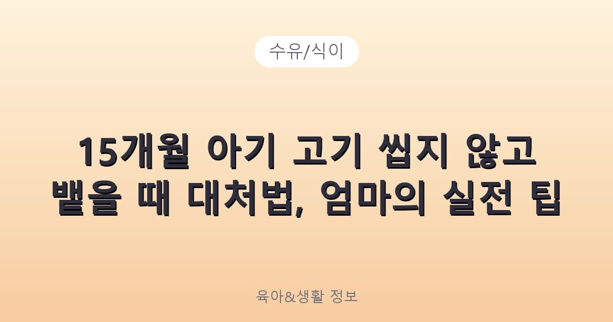 15개월 아기 고기 씹지 않고 뱉을 때 대처법, 엄마의 실전 팁 - 수유/식이 리뷰 이미지