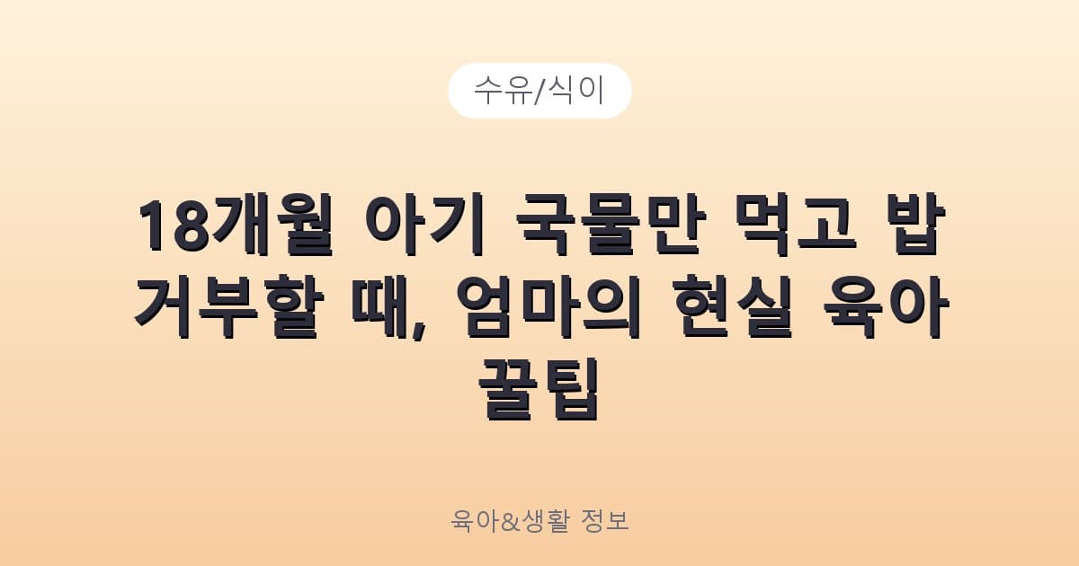 18개월 아기 국물만 먹고 밥 거부할 때, 엄마의 현실 육아 꿀팁 - 수유/식이 리뷰 이미지